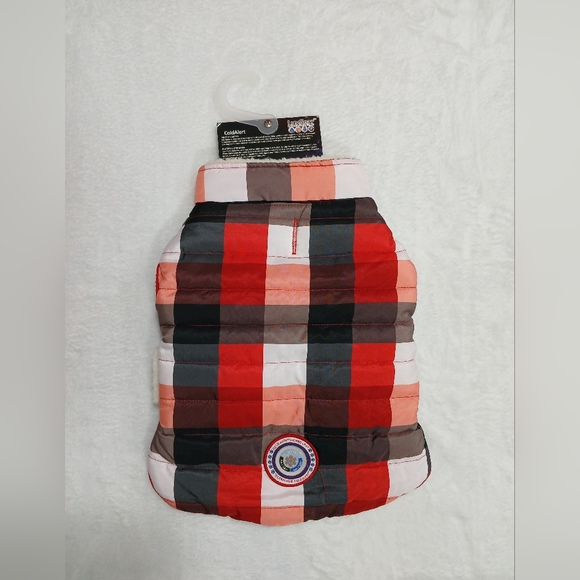 LuvGear Red & White Checker, Thick Lined Puppy/Dog Coat/Jacket, Size S/P - Picture 3 of 6